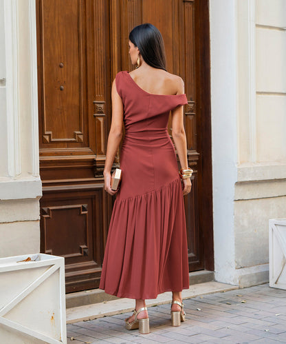 Eleonora | Vestido midi asimétrico con drapeado