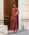 Eleonora | Vestido midi asimétrico con drapeado