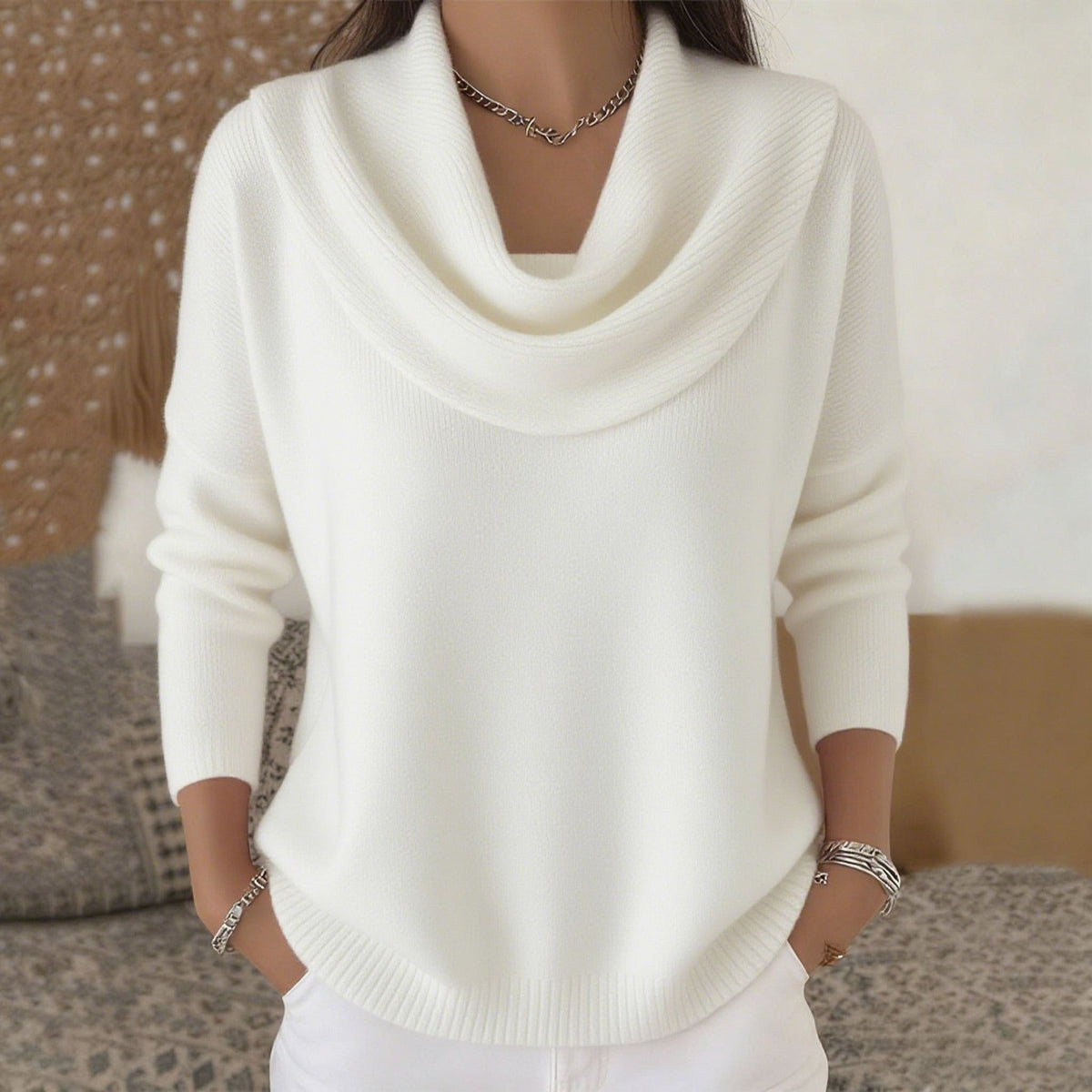 Coral | Suéter con cuello drapeado
