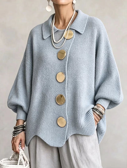 Sara | Cárdigan oversize con botones dorados