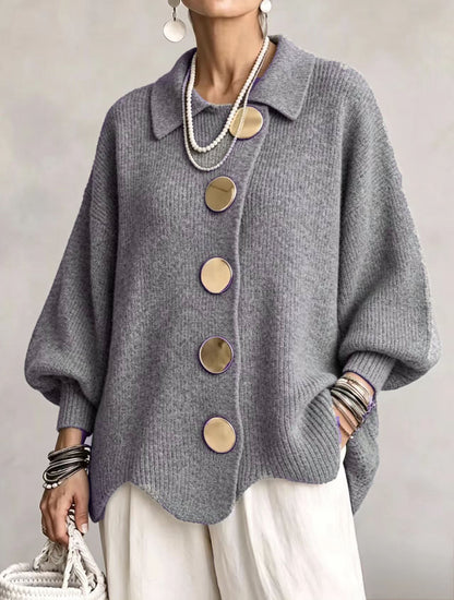 Sara | Cárdigan oversize con botones dorados