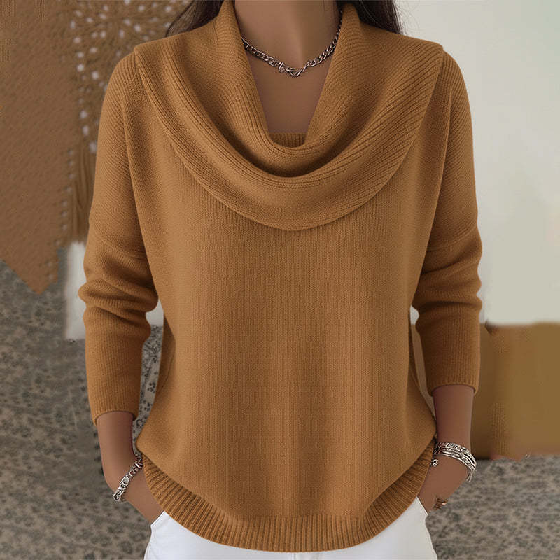 Coral | Suéter con cuello drapeado