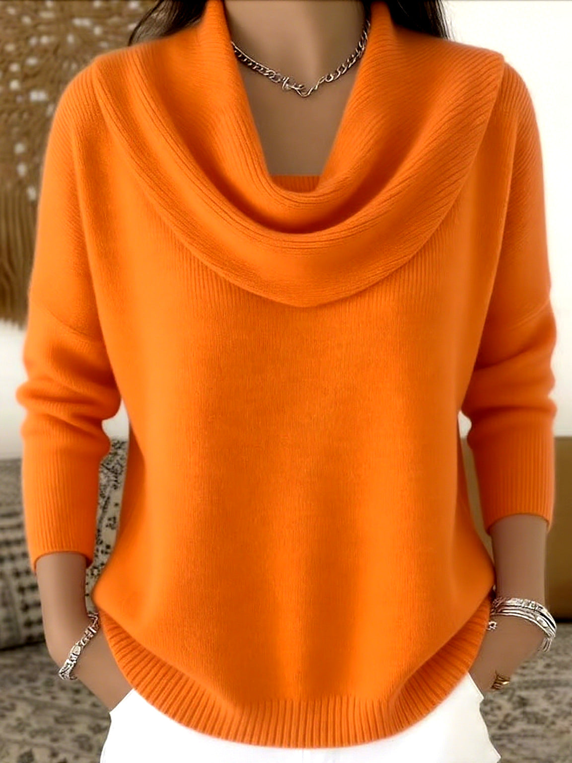 Coral | Suéter con cuello drapeado
