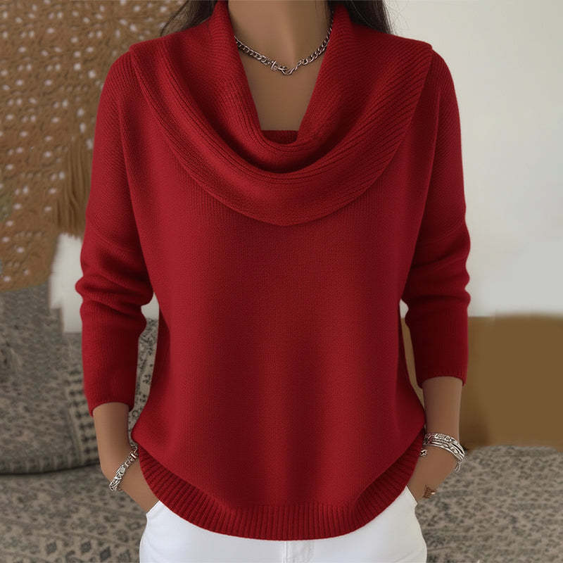 Coral | Suéter con cuello drapeado