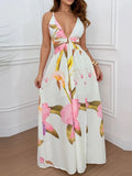 Jazmín | Vestido largo estampado con tirantes y abertura