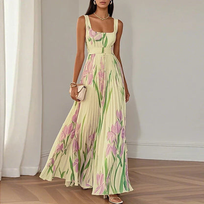 Ariadna | Vestido maxi de línea a con estampado floral