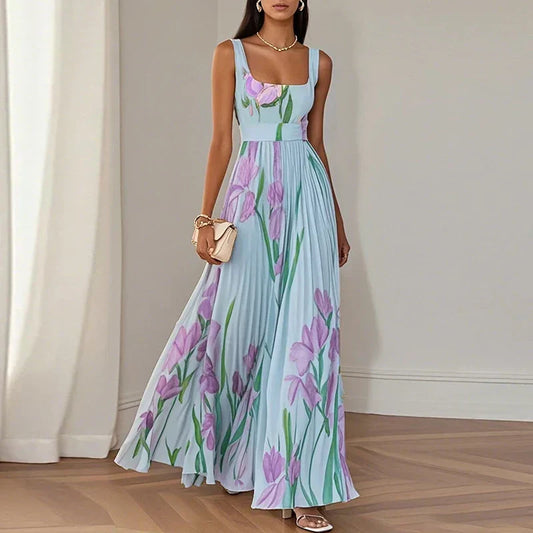 Ariadna | Vestido maxi de línea a con estampado floral
