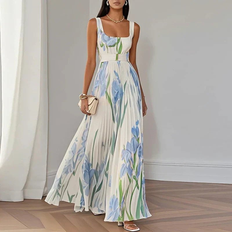 Ariadna | Vestido maxi de línea a con estampado floral
