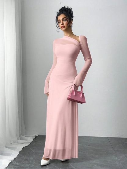 Adela | Vestido largo de tul con hombro asimétrico