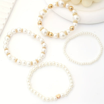 Alma | Set de elegantes pulseras con forma de corazón y perlas