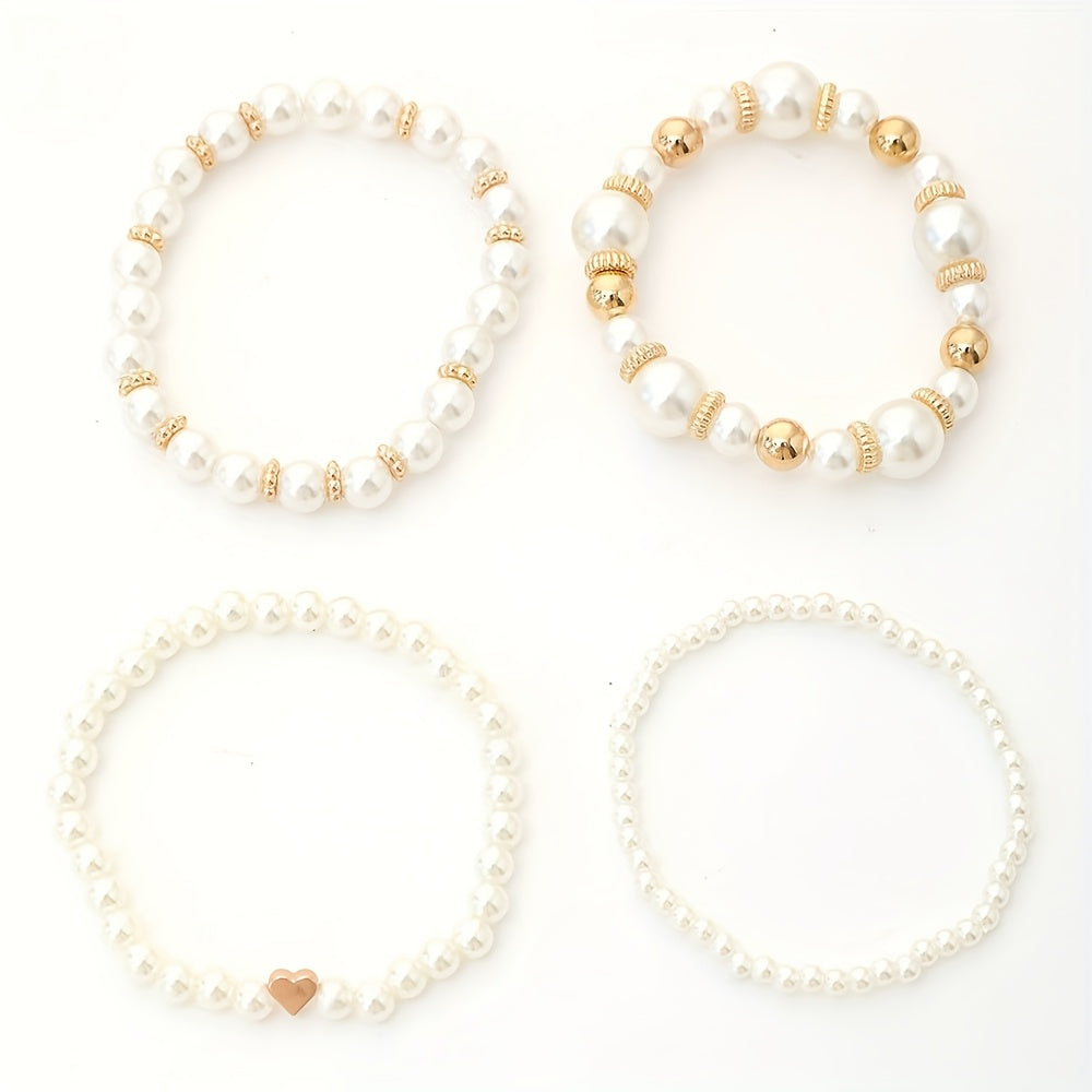 Alma | Set de elegantes pulseras con forma de corazón y perlas