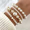 Alma | Set de elegantes pulseras con forma de corazón y perlas