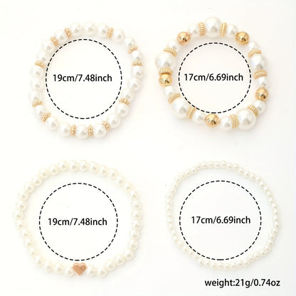 Alma | Set de elegantes pulseras con forma de corazón y perlas