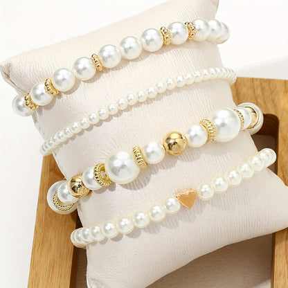 Alma | Set de elegantes pulseras con forma de corazón y perlas