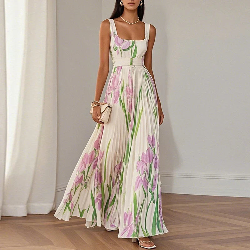 Ariadna | Vestido maxi de línea a con estampado floral