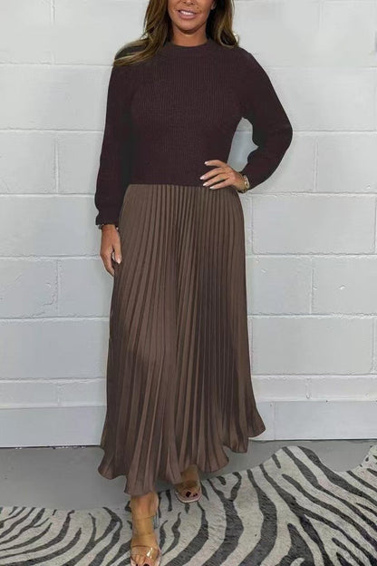 Claudia | Vestido maxi con suéter y falda plisada