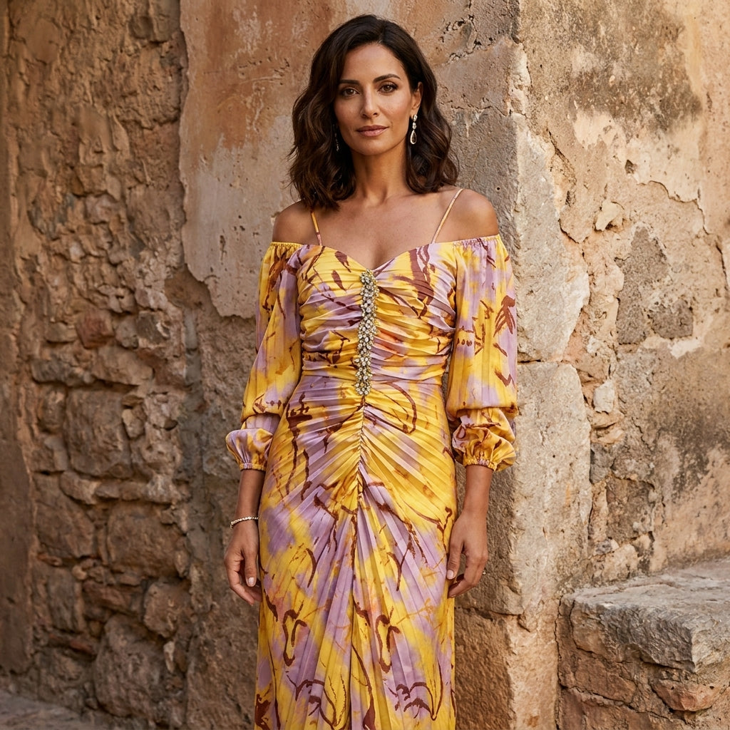 Amaya | Vestido largo floral con escote profundo