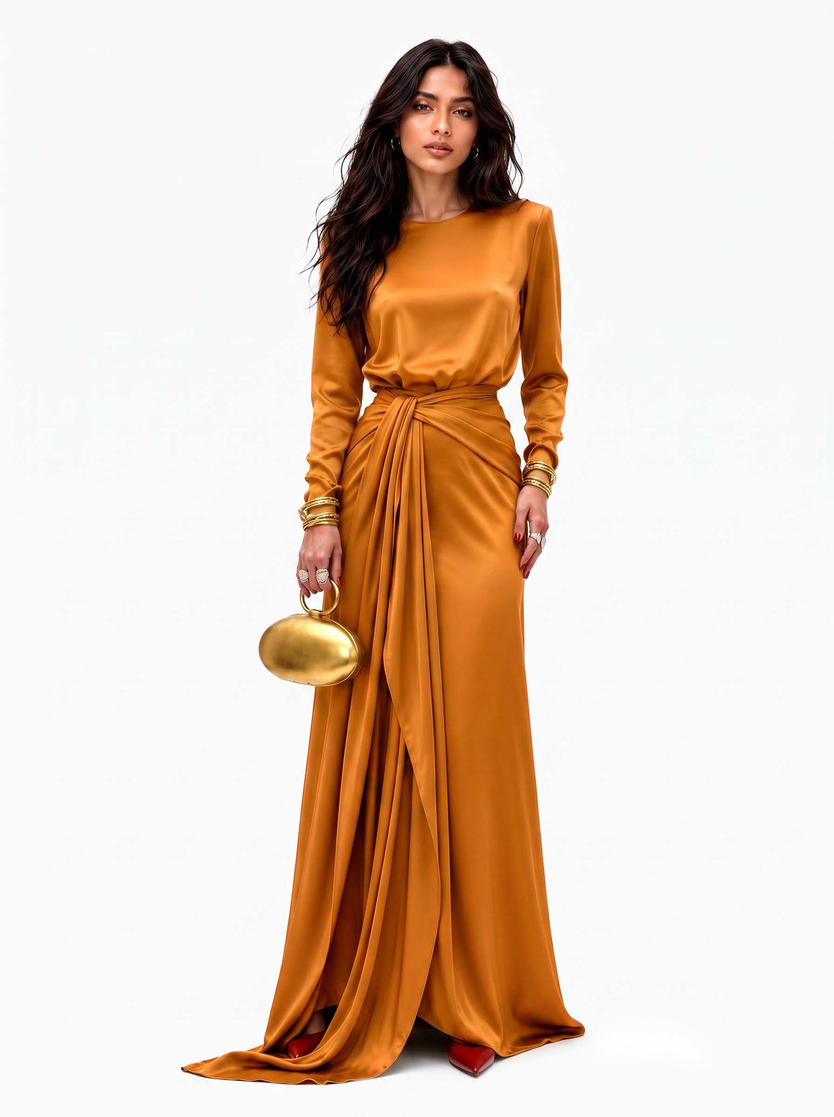 Brisa | Vestido largo de satén drapeado