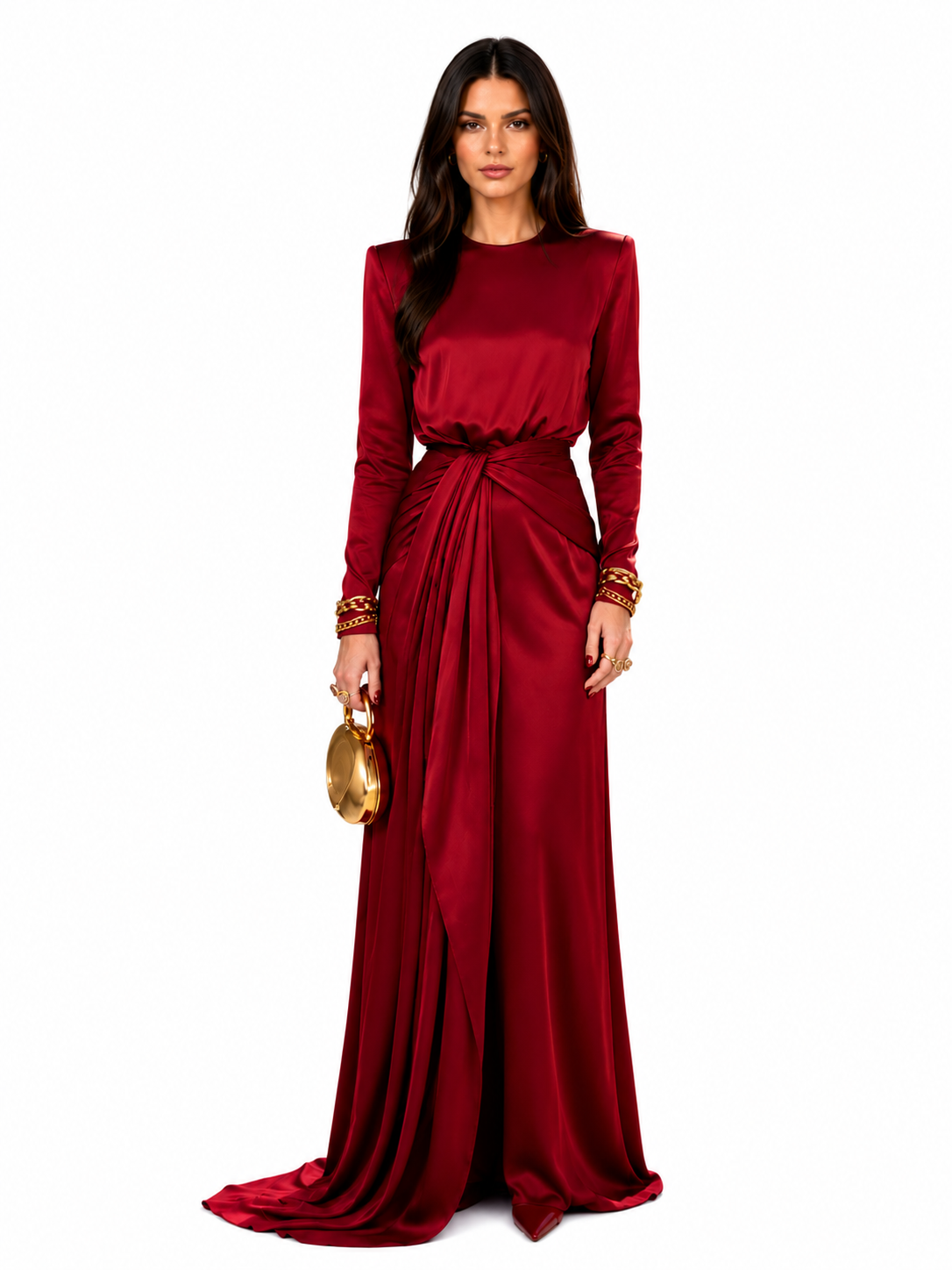 Brisa | Vestido largo de satén drapeado