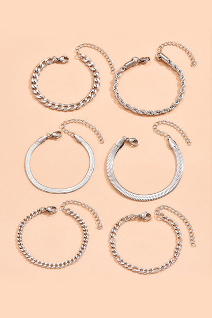 Alba | Set de 6 pulseras de cadena cubana