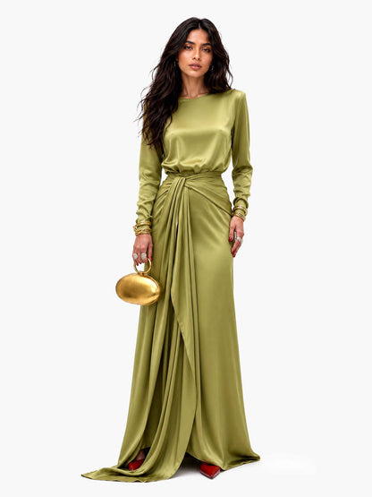 Brisa | Vestido largo de satén drapeado