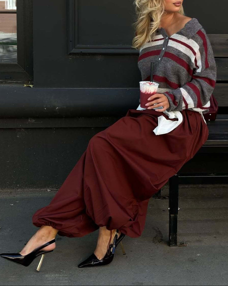 Sofía | Blusa de punto con cuello polo y rayas