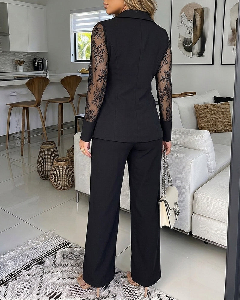 Alejandra | Conjunto de blazer y pantalón con encaje