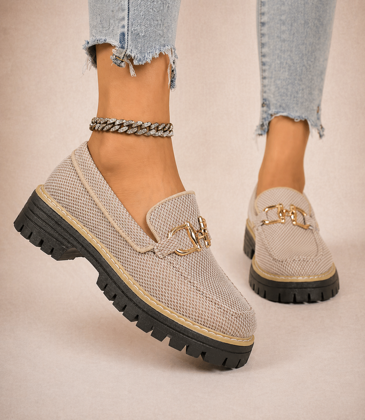 Victoria | Mocasines de malla transpirable con suelas gruesas y acolchadas