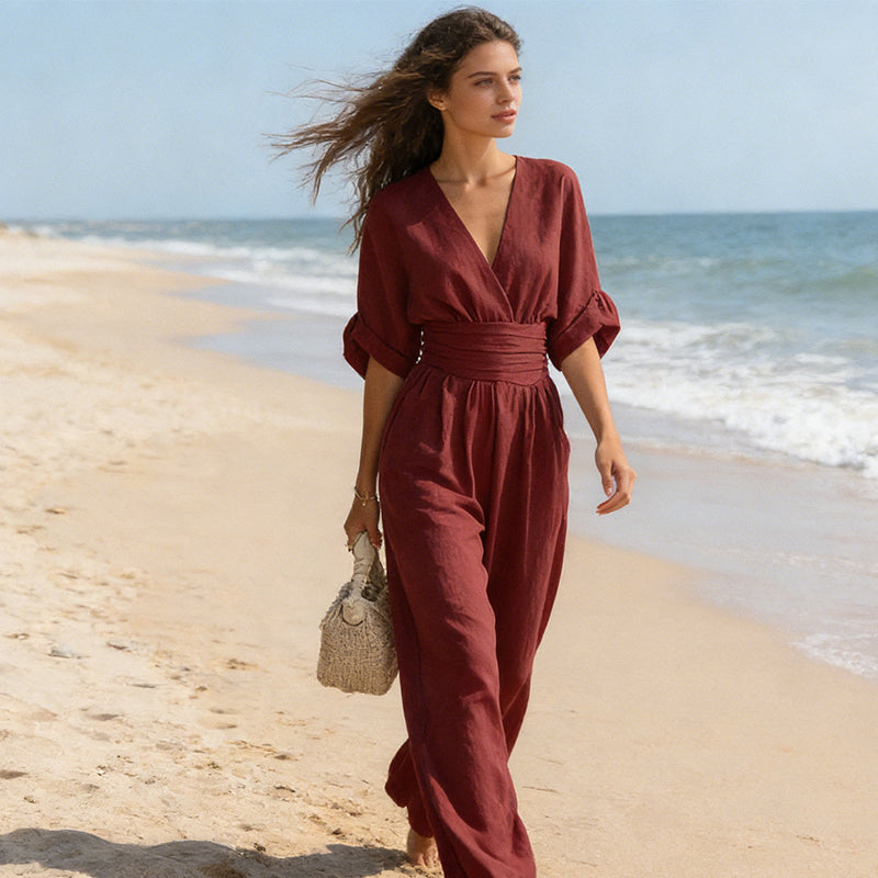 Josefina | Jumpsuit con escote en V y pantalón ancho