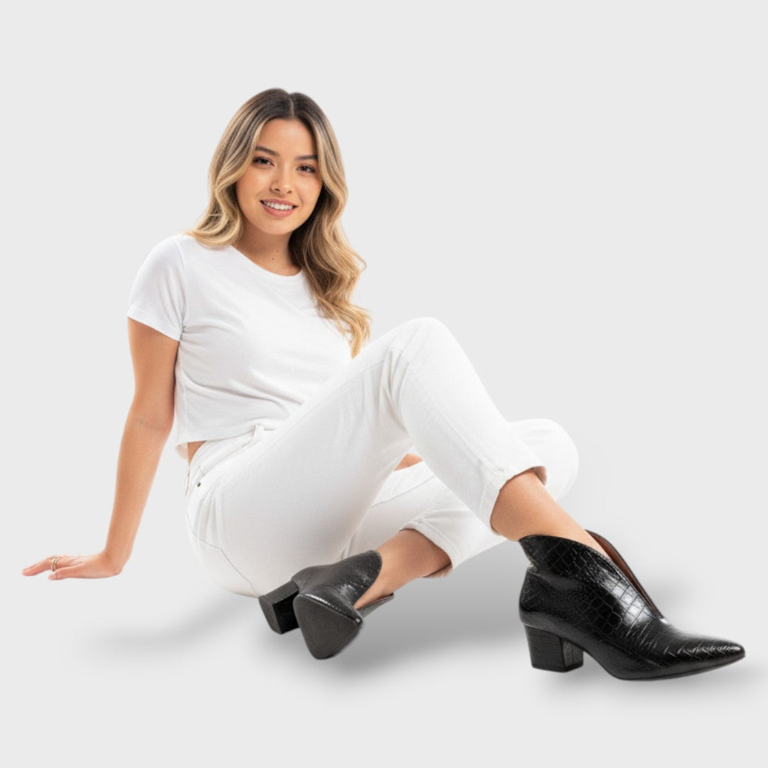 Vivianne | Botines texturizados con tacón medio