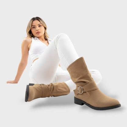 Gala | Botines de gamuza sintético con tacón grueso estilo vaquero