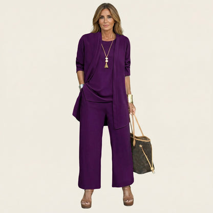 Clarissa | Conjunto de tres piezas con pantalón ancho
