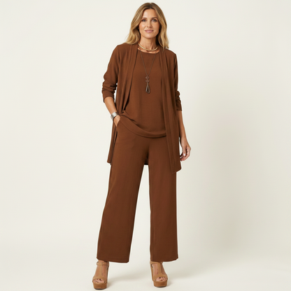 Clarissa | Conjunto de tres piezas con pantalón ancho