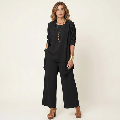 Clarissa | Conjunto de tres piezas con pantalón ancho