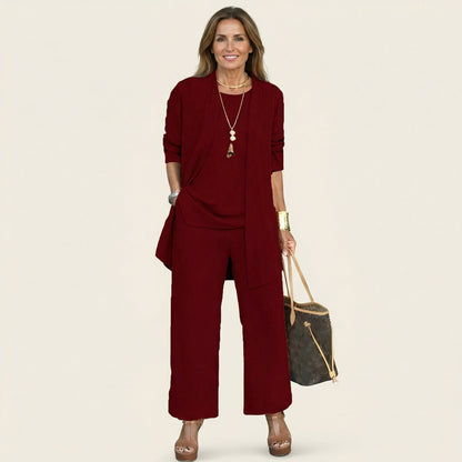 Clarissa | Conjunto de tres piezas con pantalón ancho