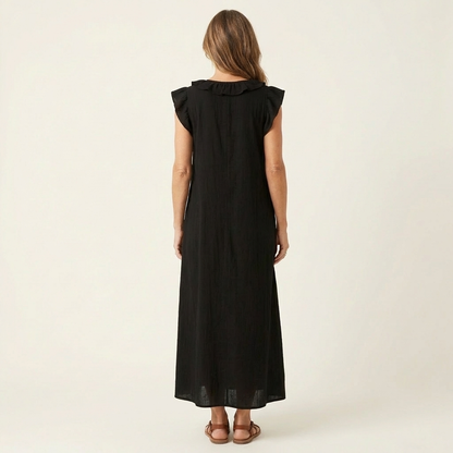 Pia | Vestido largo con volantes y bolsillos