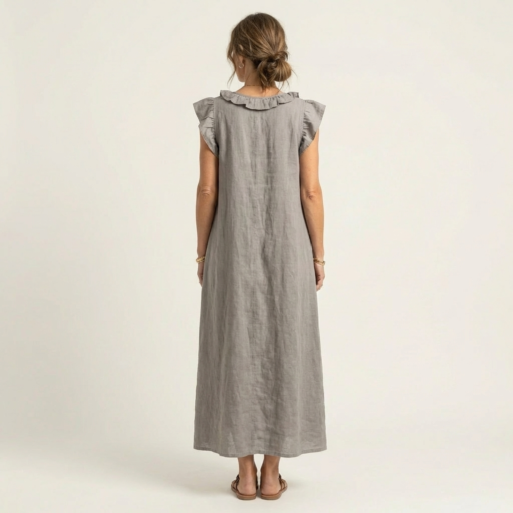 Pia | Vestido largo con volantes y bolsillos