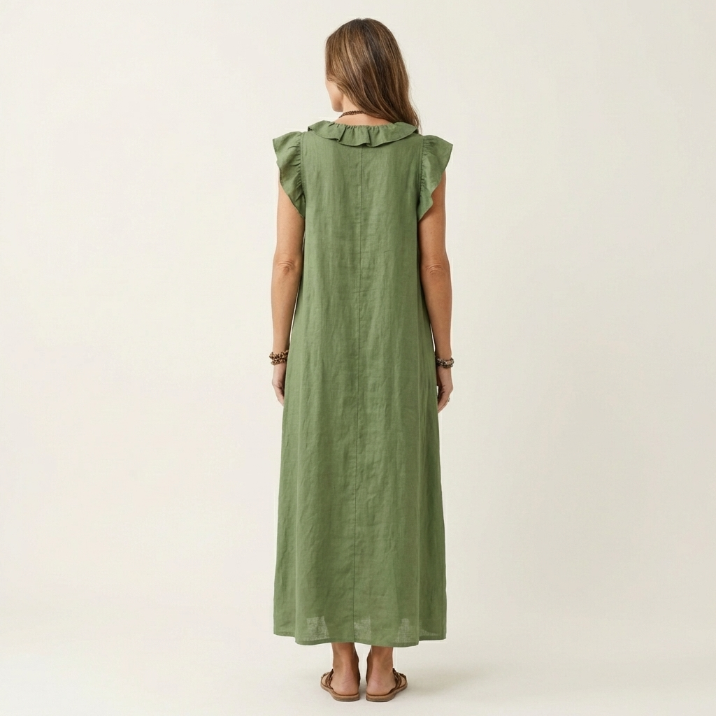 Pia | Vestido largo con volantes y bolsillos