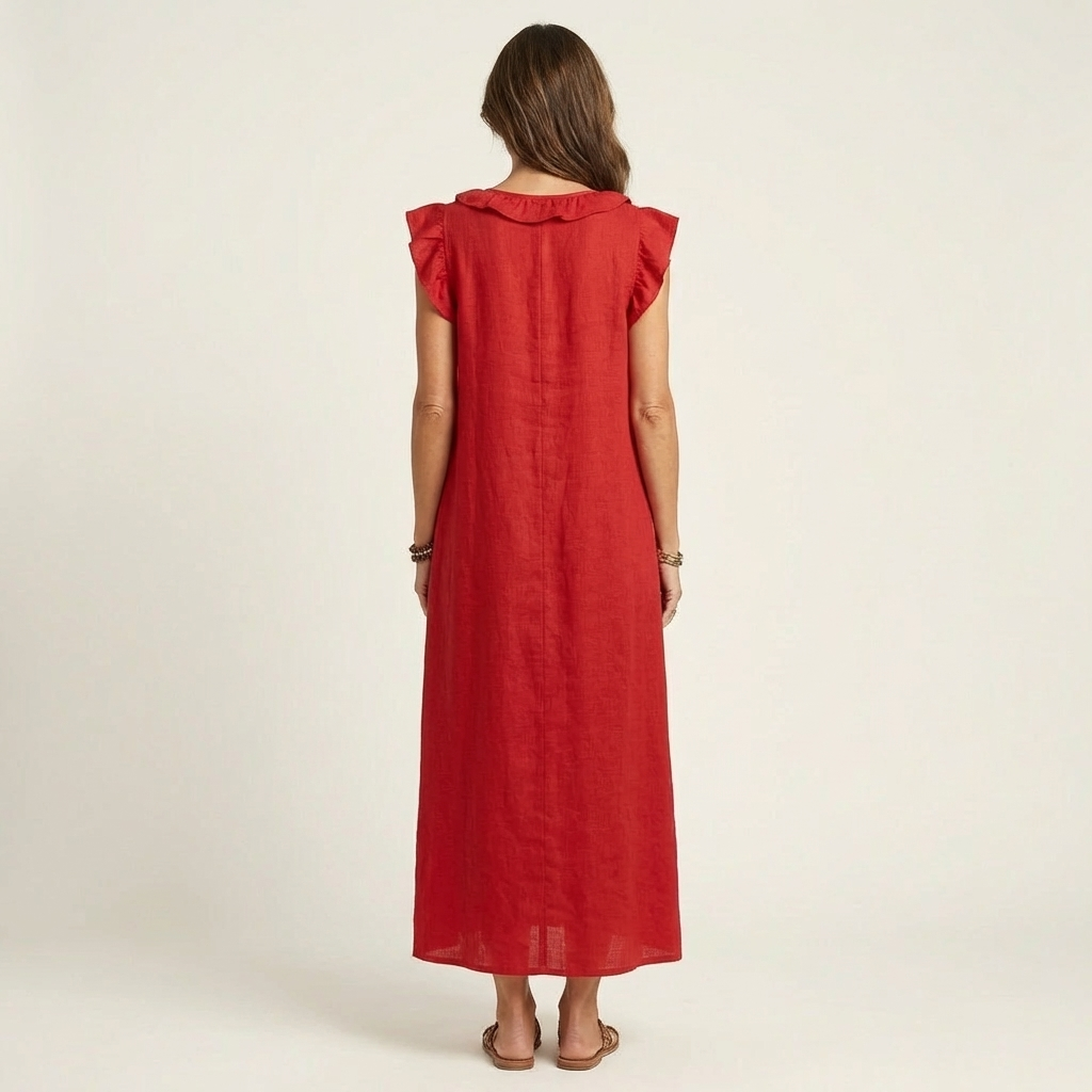 Pia | Vestido largo con volantes y bolsillos