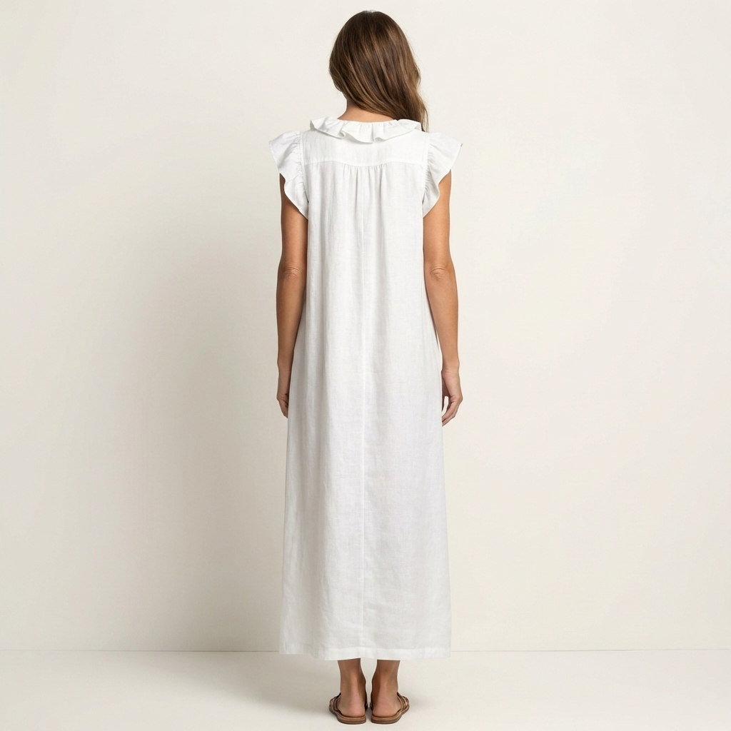 Pia | Vestido largo con volantes y bolsillos