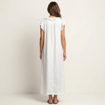 Pia | Vestido largo con volantes y bolsillos