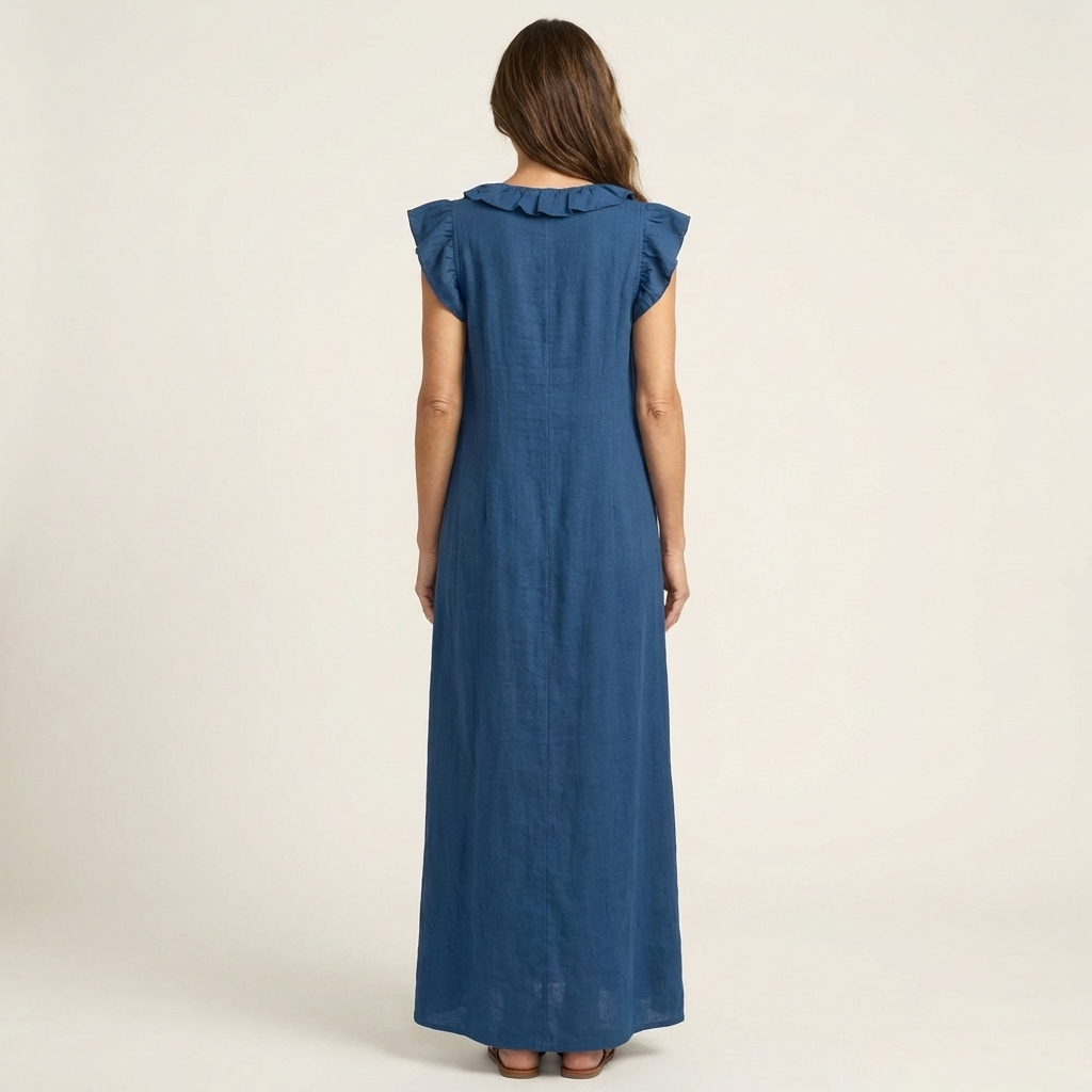 Pia | Vestido largo con volantes y bolsillos