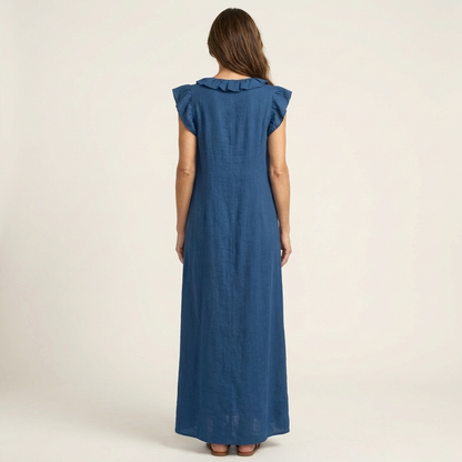 Pia | Vestido largo con volantes y bolsillos