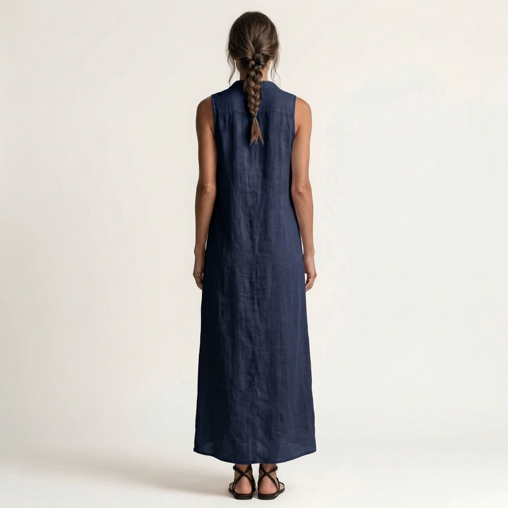 Paola | Vestido camisero largo sin mangas
