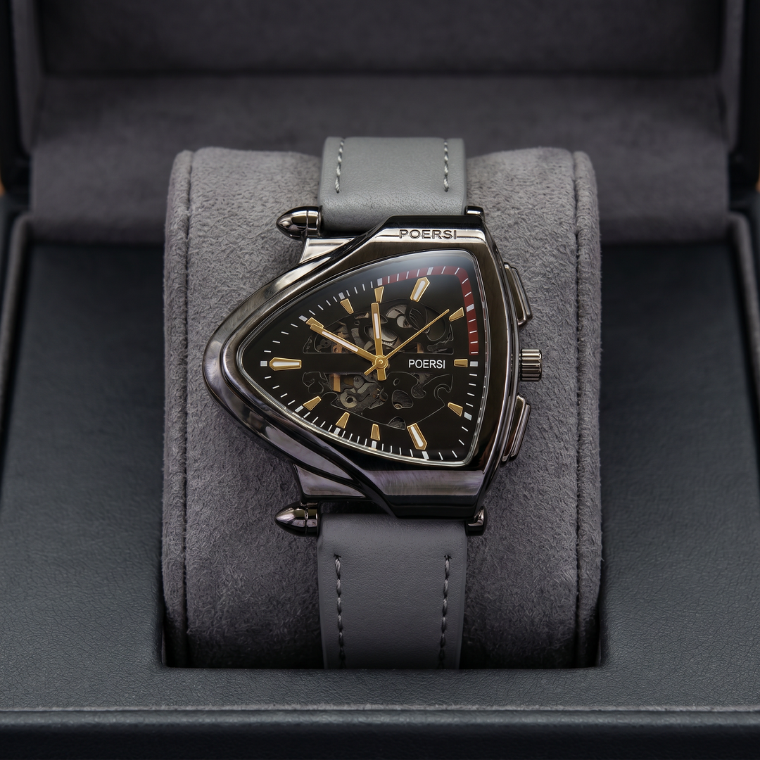 Damián | Reloj de piel con caja triangular