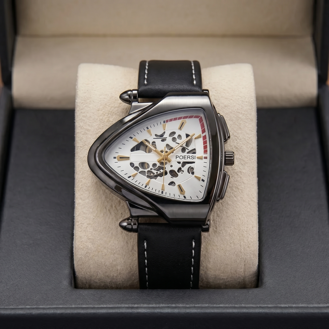 Damián | Reloj de piel con caja triangular