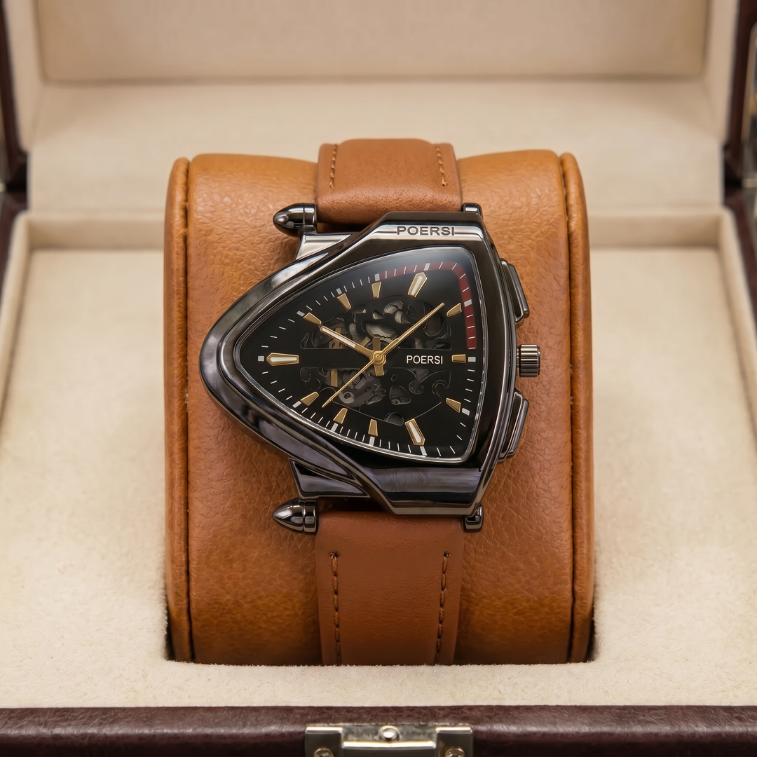 Damián | Reloj de piel con caja triangular
