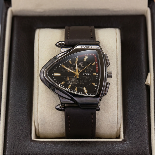 Damián | Reloj de piel con caja triangular