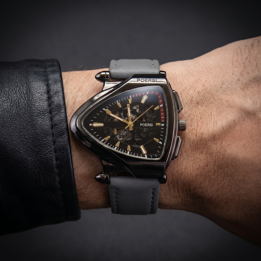 Damián | Reloj de piel con caja triangular