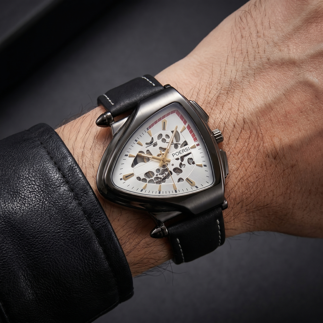 Damián | Reloj de piel con caja triangular